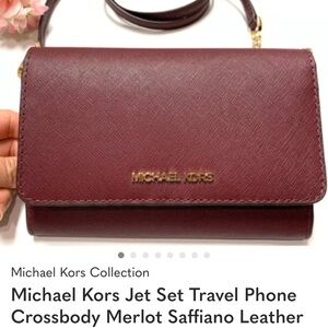 Michael Kors Burgundy Saffiano Leather Crossbody